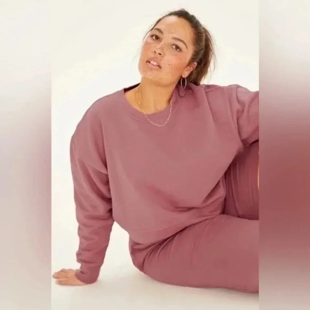 Girlfriend Collective classic pullover Mauve 50/50 Crewneck Sweatshirt size XL - Picture 1 of 6